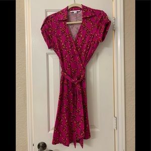 Diane VonFurstenberg pink floral wrap dress